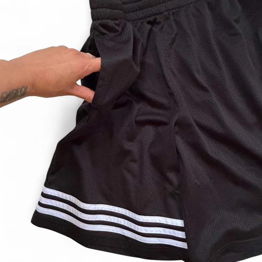 Adidas black shorts with white stripes with pockets, size XL